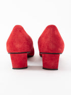 Roger Vivier Red Suede Belle Vivier Mini Chain Trim Block Heel Pumps - 37
