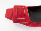 Roger Vivier Red Suede Belle Vivier Mini Chain Trim Block Heel Pumps - 37