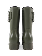Roger Vivier Green Tempete Viv Strass Crystal Rubber Rain Boots - 38 (Fits 7)