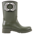 Roger Vivier Green Tempete Viv Strass Crystal Rubber Rain Boots - 38 (Fits 7)