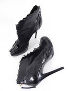 Roger Vivier Black Leather Lace Up Peep Brogue Heels - 41