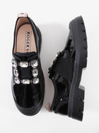 Roger Vivier Black Patent Crystal Walky Viv Loafer Shoes - 39.5
