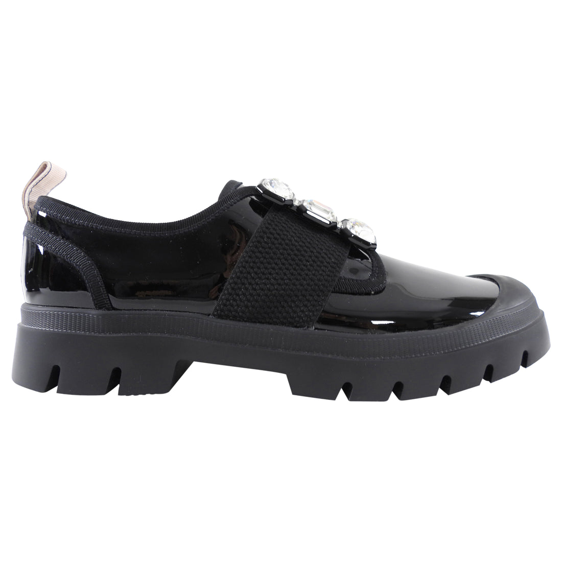 Roger Vivier Black Patent Crystal Walky Viv Loafer Shoes - 39.5
