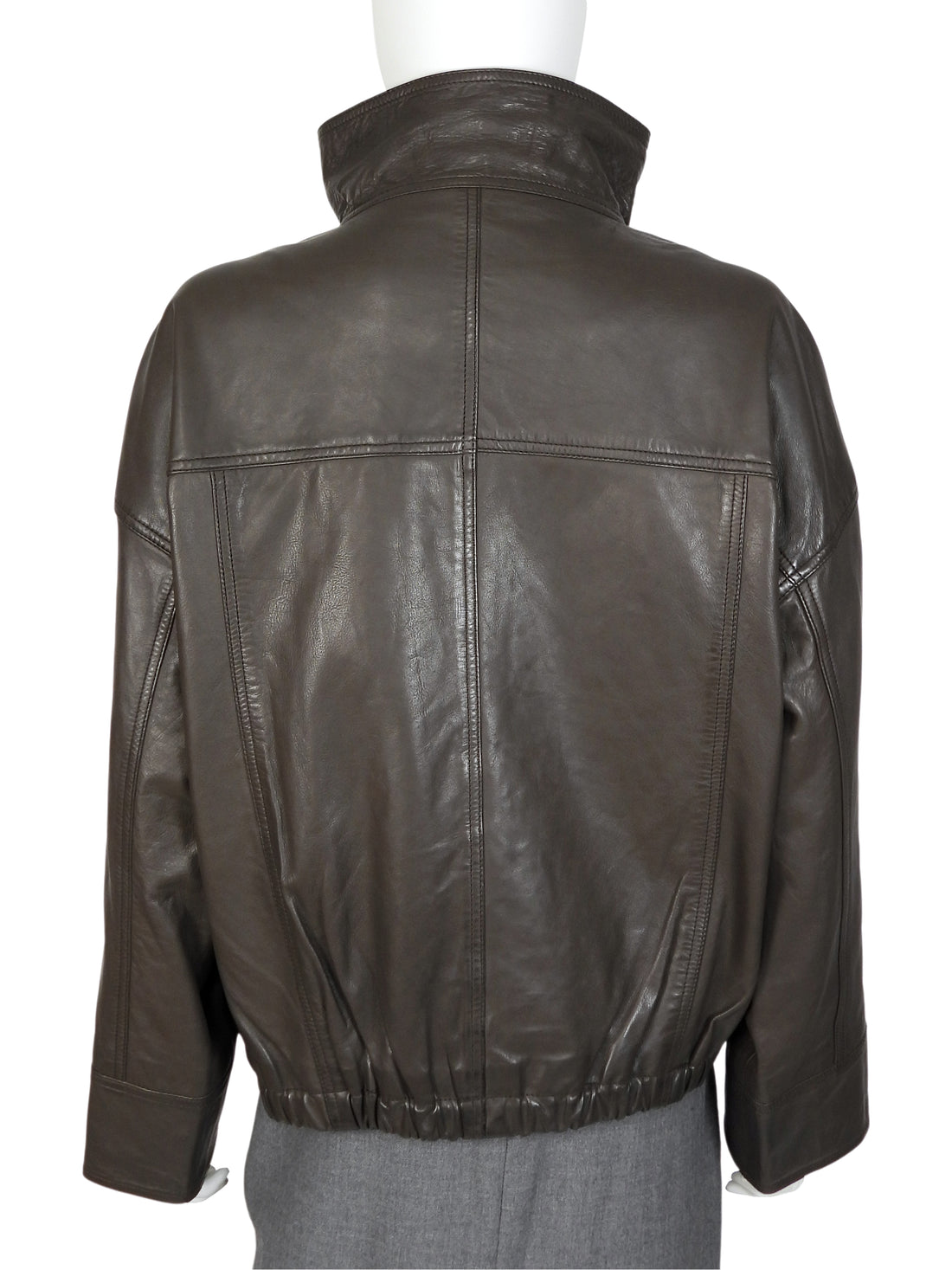 Rohe Brown Brown Leather Snap High Neck Jacket - 34
