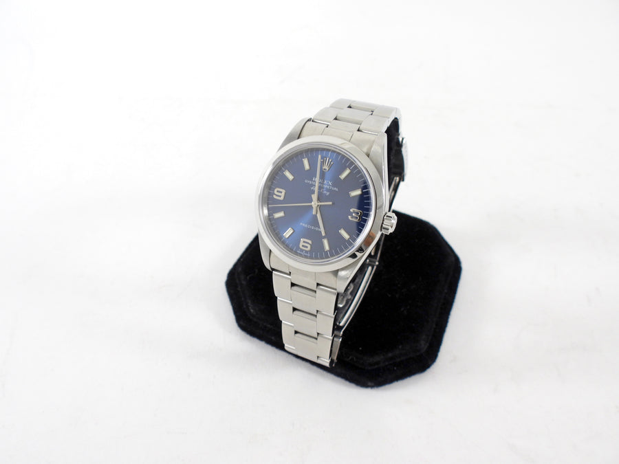 Rolex Air King 34mm Stainless Blue Dial Wrist Watch