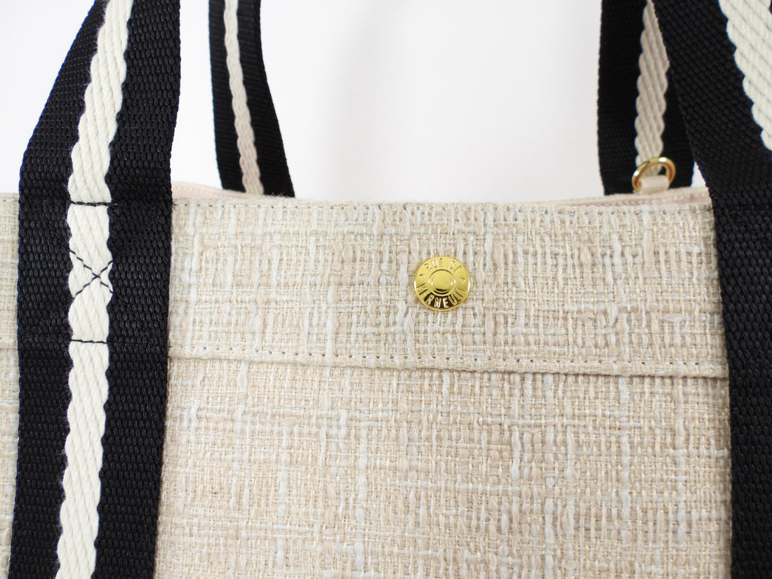 Rue de Verneuil Beige Tweed Canvas Large Tote Bag
