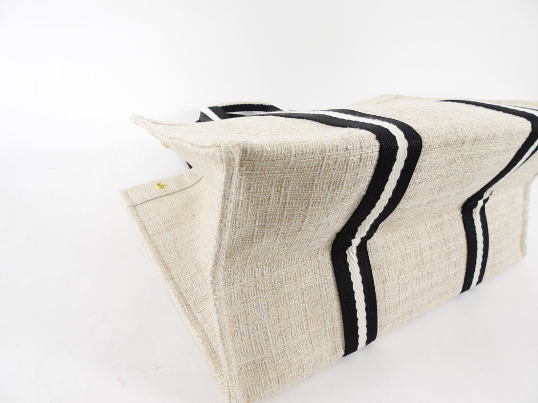 Rue de Verneuil Beige Tweed Canvas Large Tote Bag