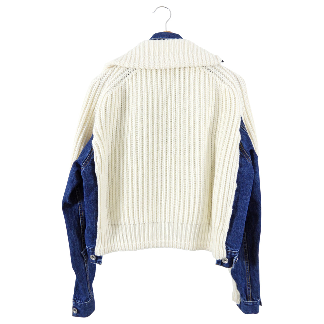 Sacai Denim and Ivory Knit Wool Combo Jacket - M / L