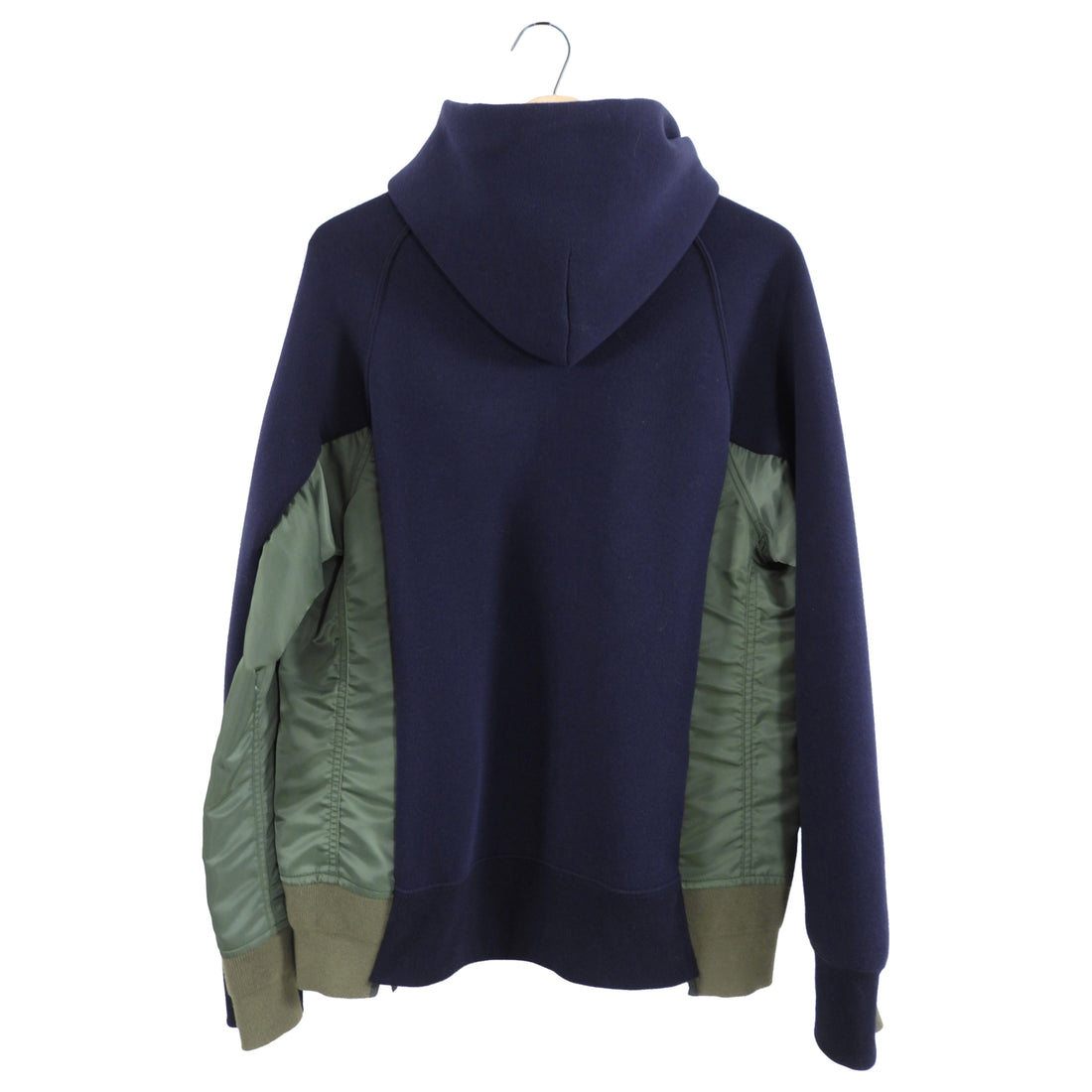 Sacai Navy and Army Green Combo Bomber / Hoodie Jacket - S / M