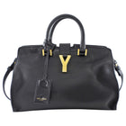 Saint Laurent Vintage Y Ligne Cabas Small Black Leather Two Way Tote Bag