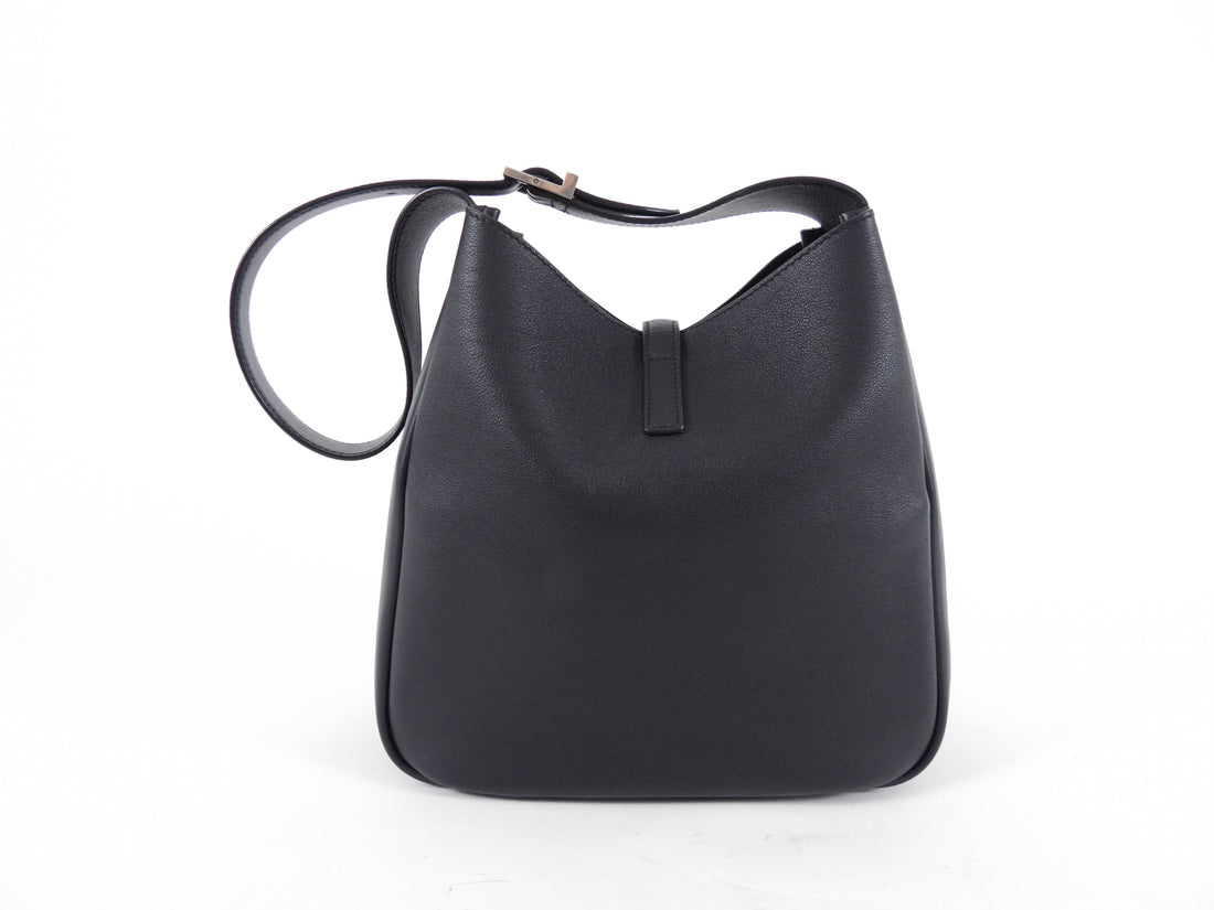 Saint Laurent Black Grained Leather Le 5 À 7 Supple Small Shoulder Hobo Bag