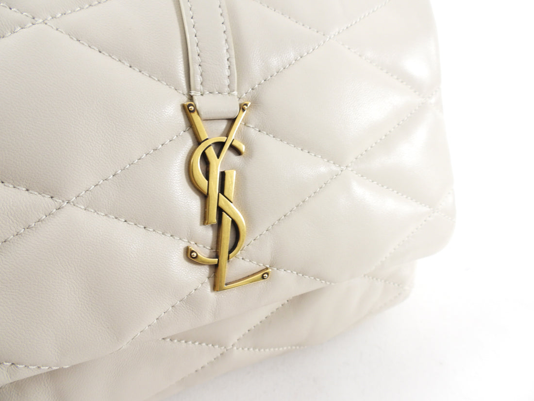 Saint Laurent Ivory Le 57 Hobo Bag in Quilted Lambskin