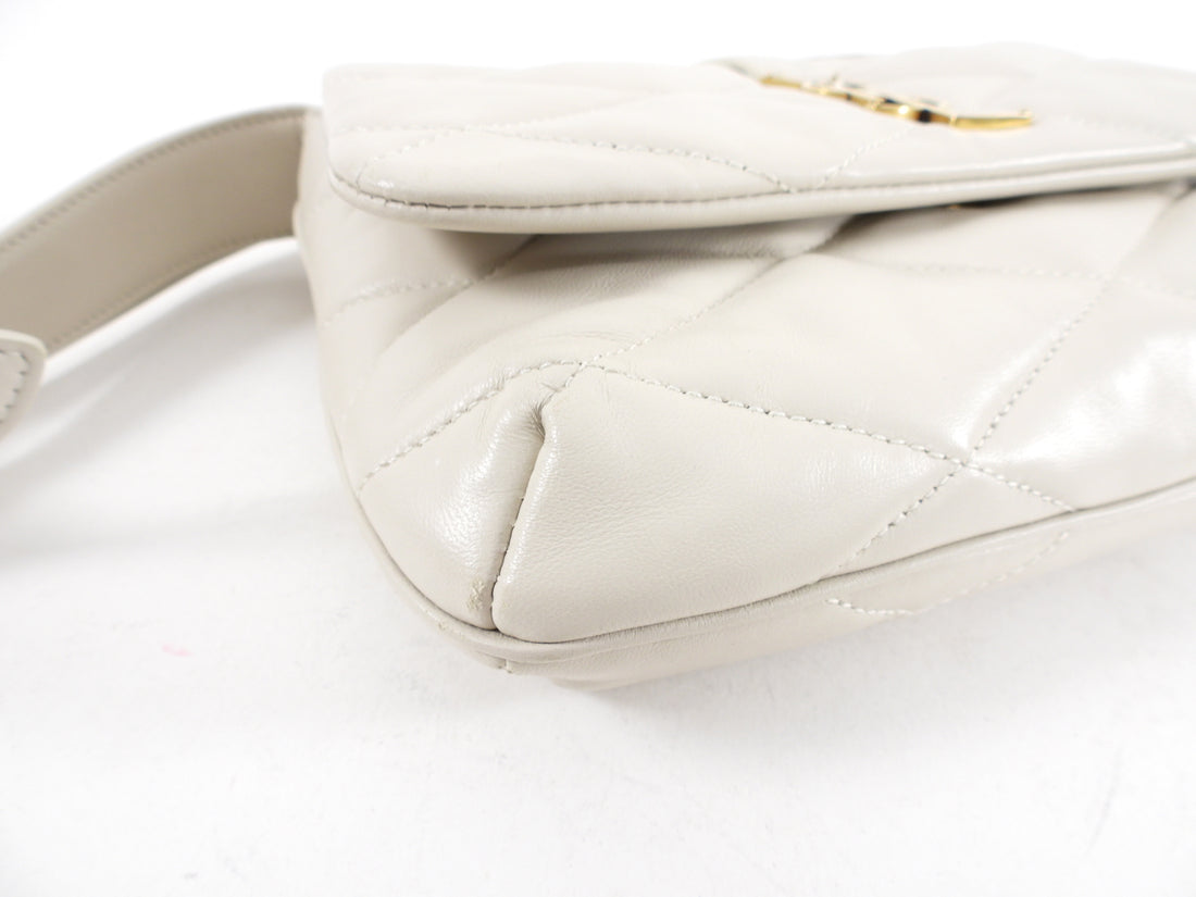 Saint Laurent Ivory Le 57 Hobo Bag in Quilted Lambskin