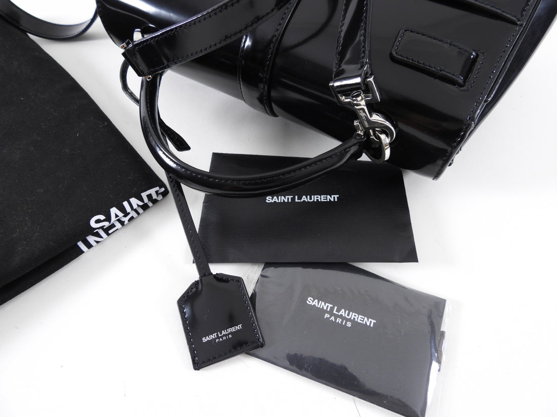 Saint Laurent Black Glossed Leather Le Fermoir Two-Way Bag