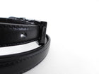 Saint Laurent Black Leather Enamel Buckle Skinny Belt - 33-37