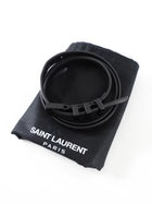 Saint Laurent Black Leather Enamel Buckle Skinny Belt - 33-37