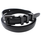 Saint Laurent Black Leather Enamel Buckle Skinny Belt - 33-37