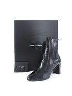 Saint Laurent Black Smooth Leather Lou 75 Block Heel Ankle Boots - 6