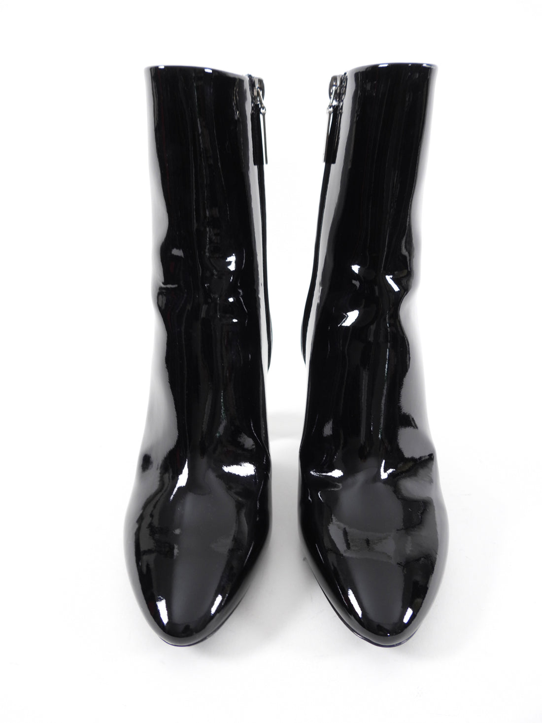 Saint Laurent Black Patent Leather Lou Ankle Boots - 37.5 / 7