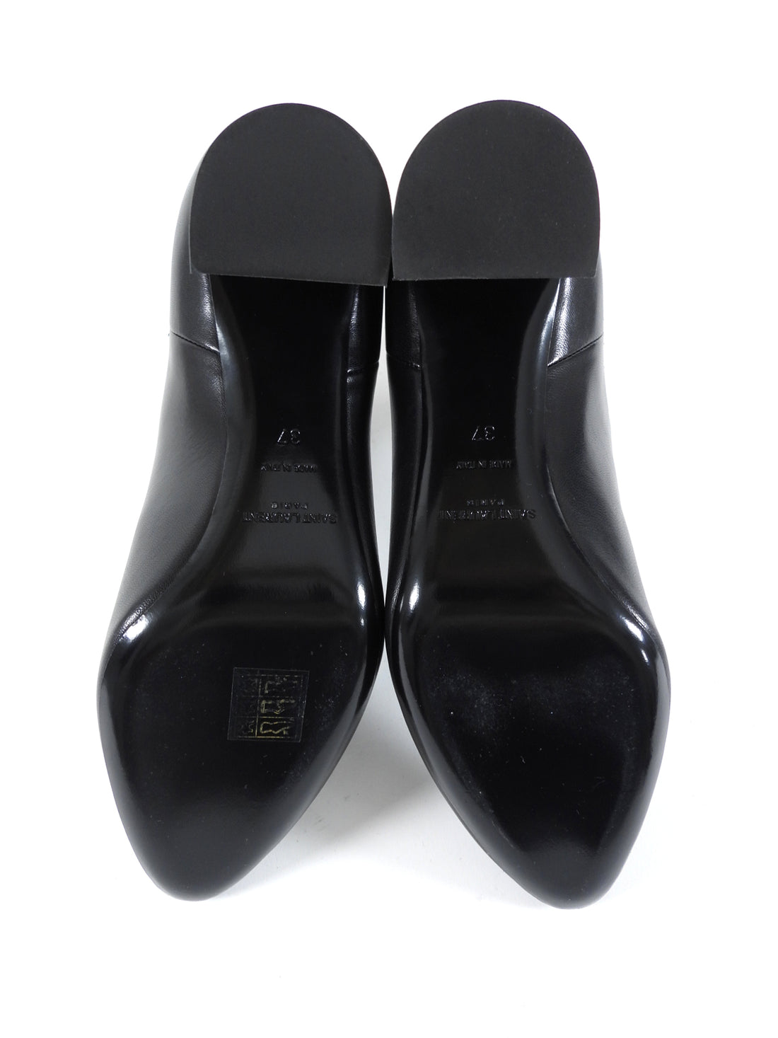 Saint Laurent Black Smooth Leather Lou 75 Block Heel Ankle Boots - 6
