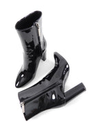 Saint Laurent Black Patent Leather Lou Ankle Boots - 37.5 / 7