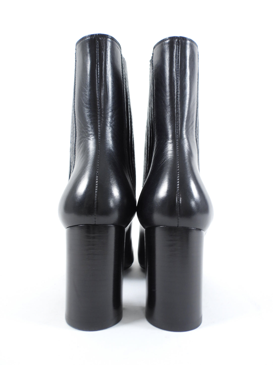 Saint Laurent Black Smooth Leather Lou 75 Block Heel Ankle Boots - 6