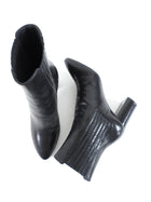 Saint Laurent Black Smooth Leather Lou 75 Block Heel Ankle Boots - 6