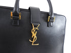 Saint Laurent Black Leather Calfskin Cabas Satchel Bag