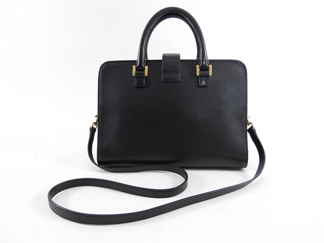 Saint Laurent Black Leather Calfskin Cabas Satchel Bag