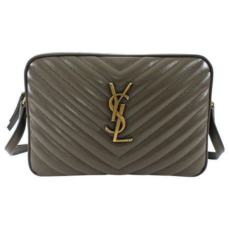 Saint Laurent Dark Olive Green Medium Lou Monogram Quilted Camera Bag