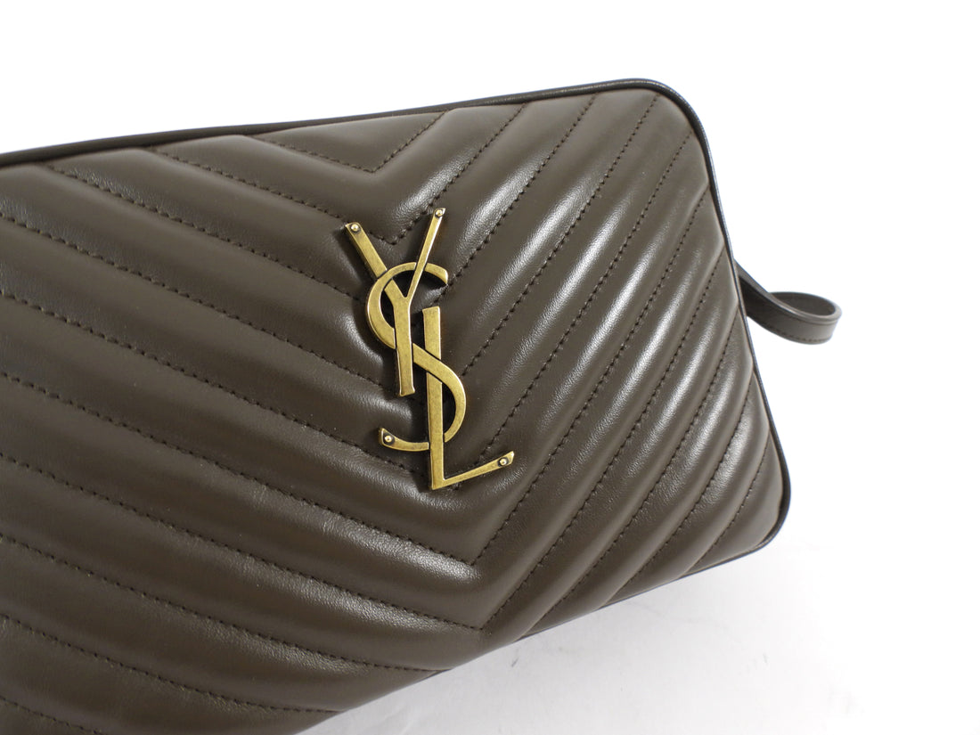 Saint Laurent Dark Olive Green Medium Lou Monogram Quilted Camera Bag