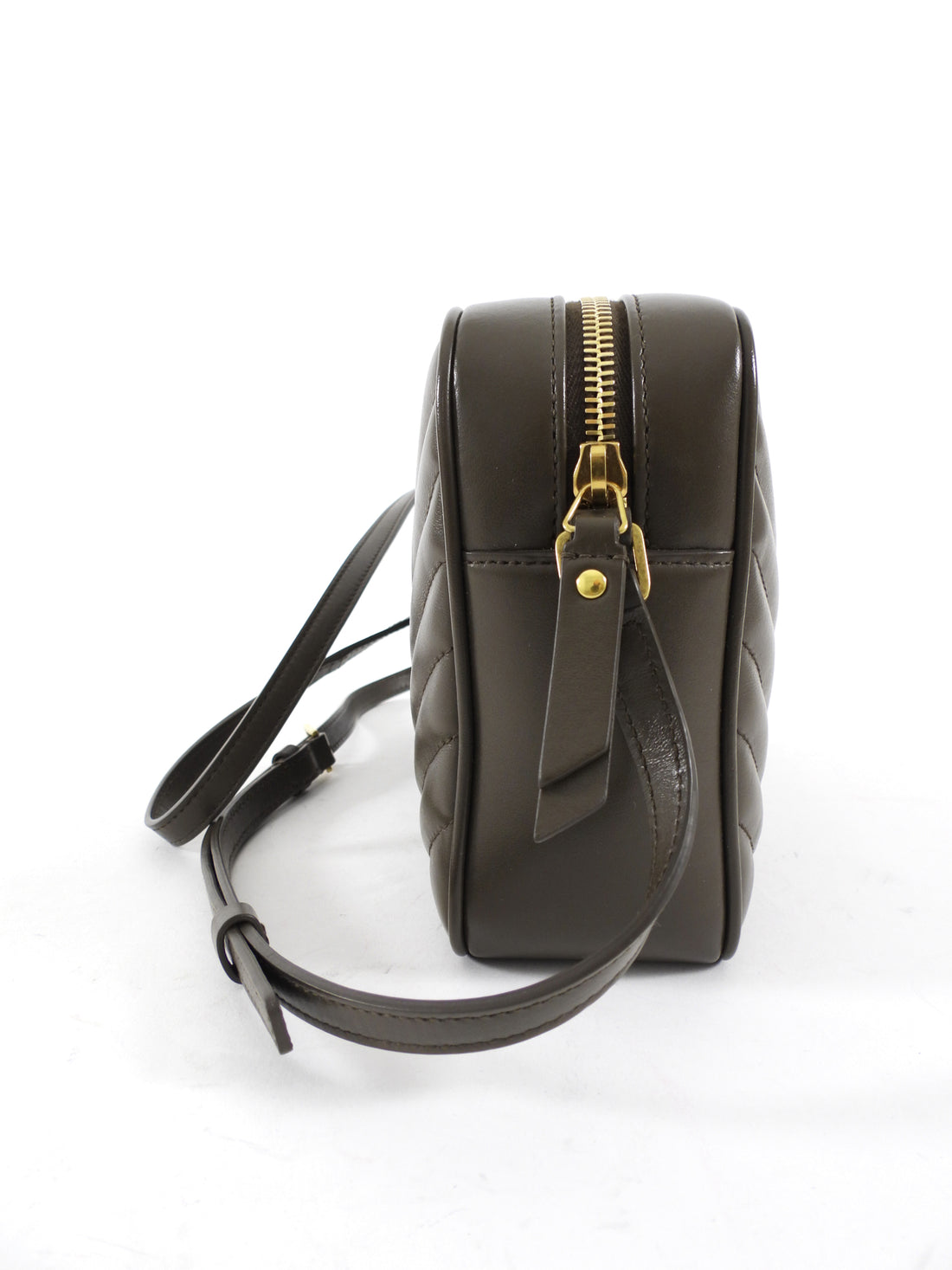 Saint Laurent Dark Olive Green Medium Lou Monogram Quilted Camera Bag