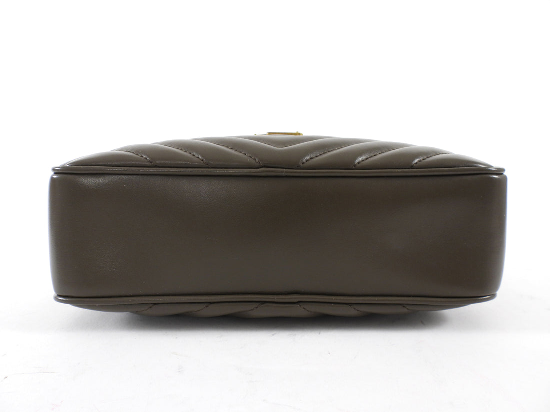 Saint Laurent Dark Olive Green Medium Lou Monogram Quilted Camera Bag