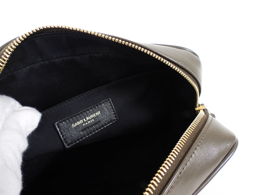 Saint Laurent Dark Olive Green Medium Lou Monogram Quilted Camera Bag