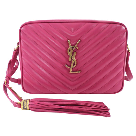 Saint Laurent Cherry Pink Medium Lou Monogram Quilted Camera Bag