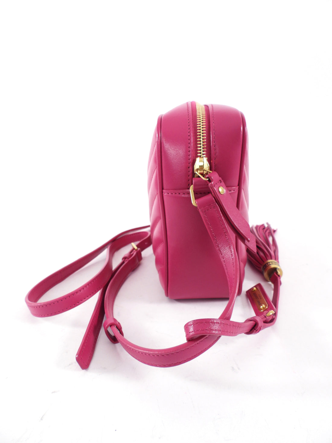 Saint Laurent Cherry Pink Medium Lou Monogram Quilted Camera Bag