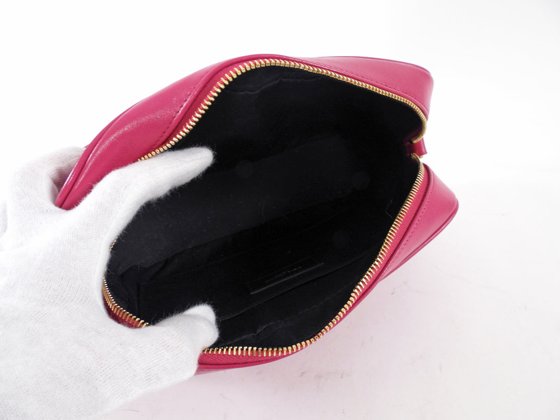 Saint Laurent Cherry Pink Medium Lou Monogram Quilted Camera Bag