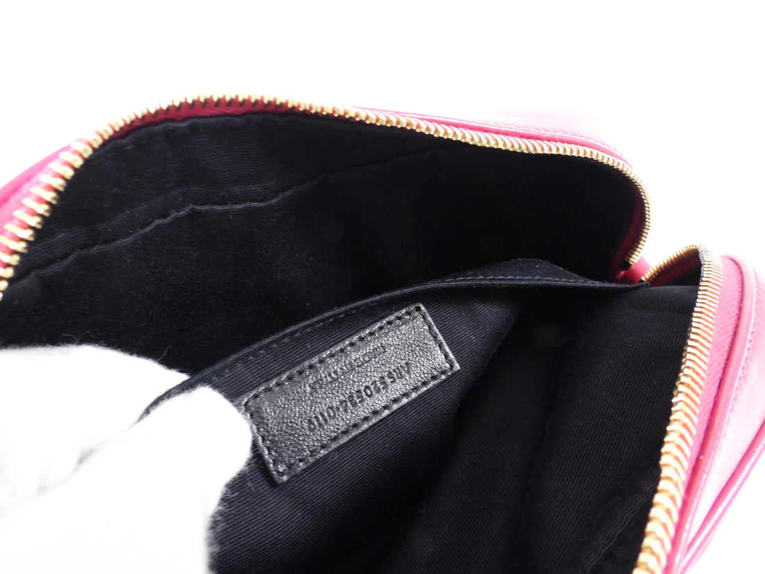 Saint Laurent Cherry Pink Medium Lou Monogram Quilted Camera Bag