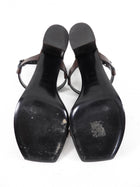 Saint Laurent Cassandra Brown Leather Block Heel Sandals - 40
