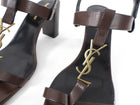 Saint Laurent Cassandra Brown Leather Block Heel Sandals - 40