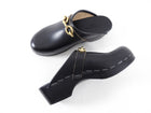 Saint Laurent Black Leather and Goldtone Chain clogs - 41