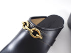 Saint Laurent Black Leather and Goldtone Chain clogs - 41