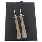 Saint Laurent Light Goldtone YSL Logo Tassel Fringe Earrings