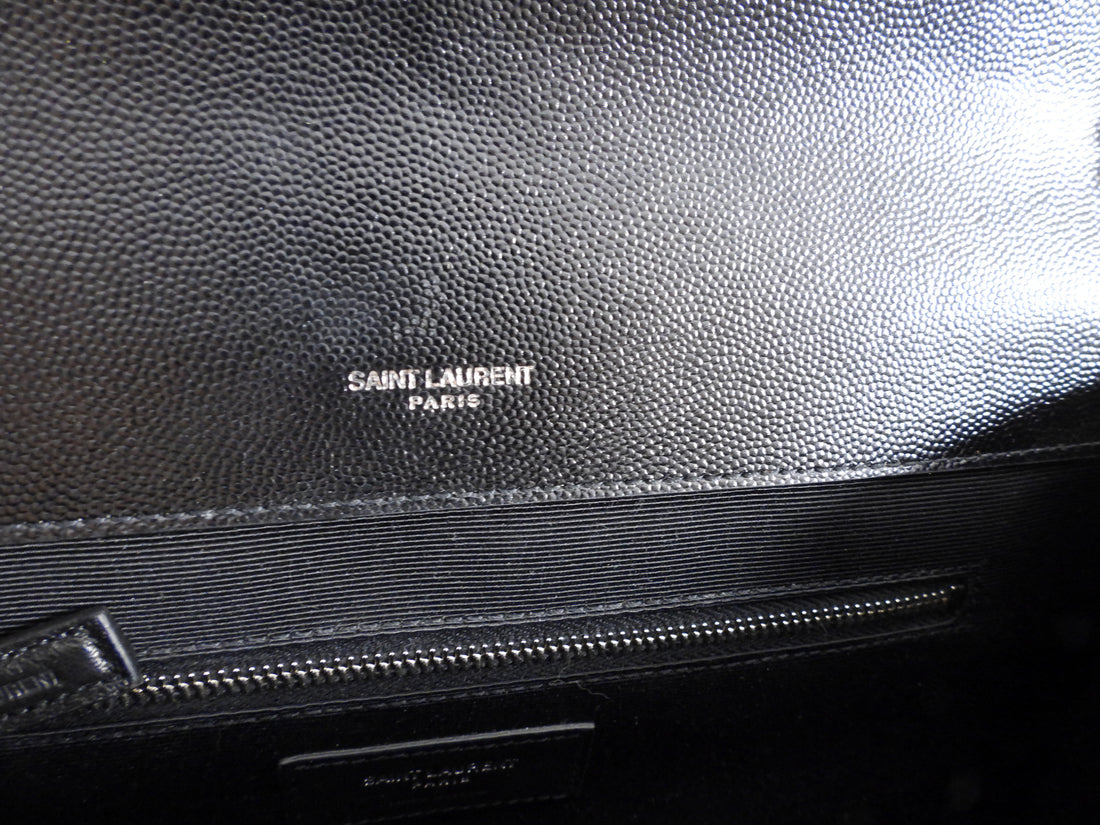 Saint Laurent Black Matelasse Large Envelope Chain Flap Bag