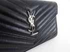 Saint Laurent Black Chevron Small Envelope Wallet on Chain Flap Bag
