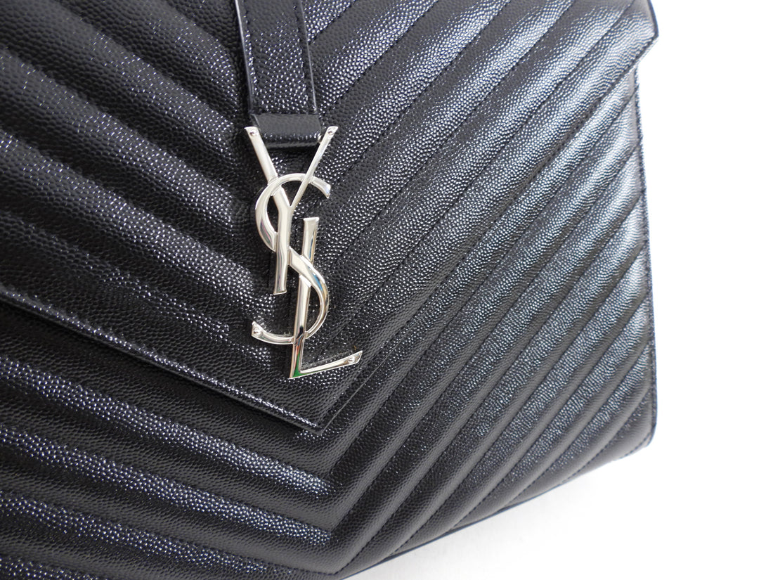 Saint Laurent Black Matelasse Large Envelope Chain Flap Bag