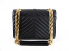 Saint Laurent Black Chevron Medium Envelope Chain Bag