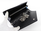 Saint Laurent Black Chevron Small Envelope Wallet on Chain Flap Bag