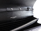 Saint Laurent Black Chevron Small Envelope Wallet on Chain Flap Bag