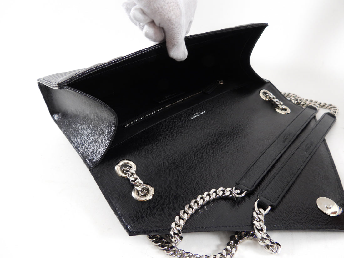 Saint Laurent Black Matelasse Large Envelope Chain Flap Bag